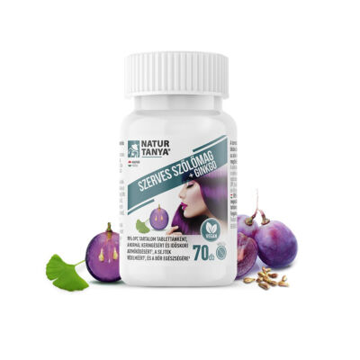 Szerves szőlőmag + GINKGO, 70 db