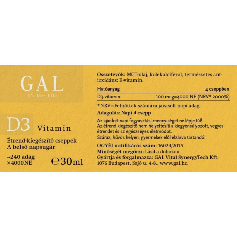 GAL D3 vitamin 4000 NE × 240 adag
